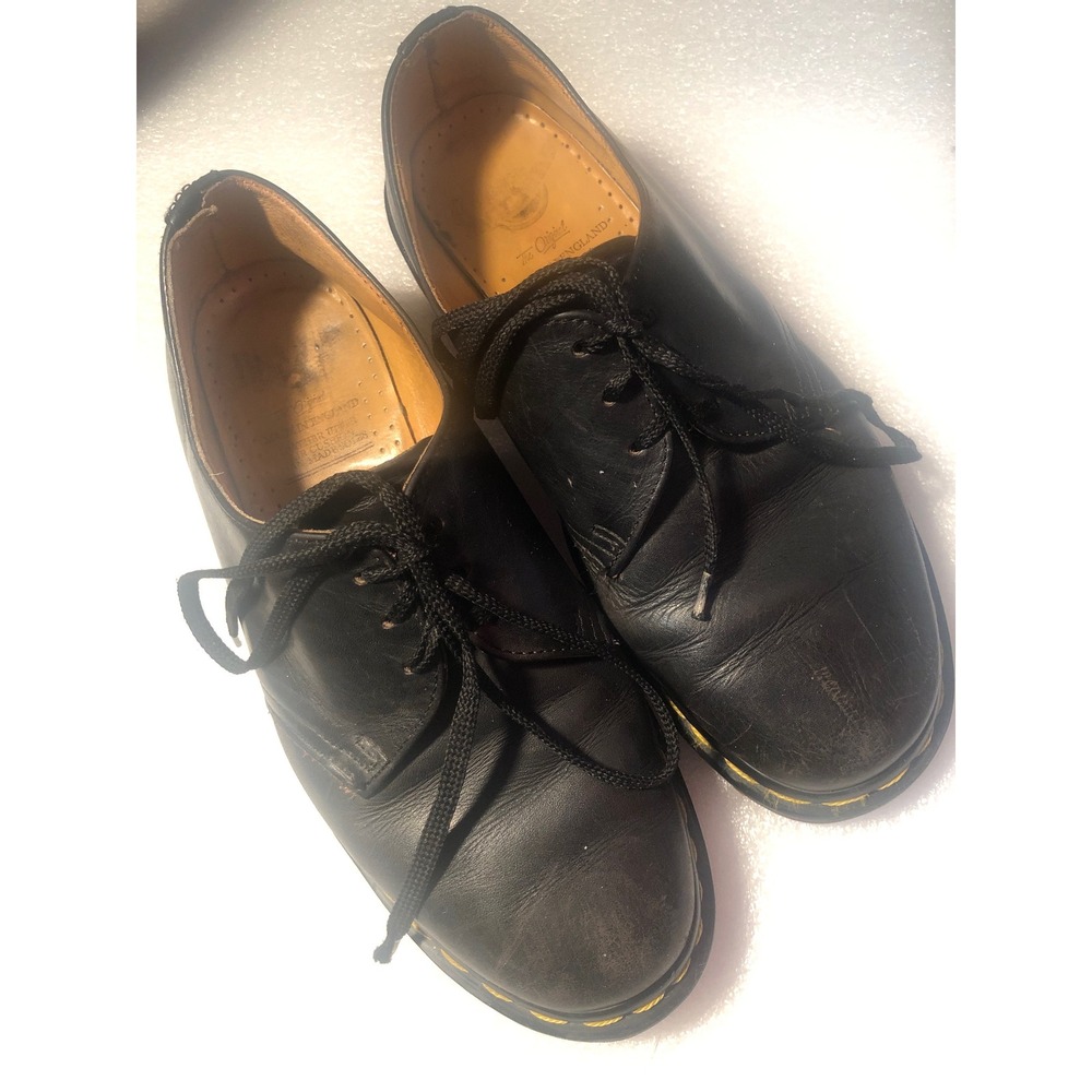 Dr Martens Black Leather Lace Up Oxford Shoes Made in England Size 6